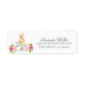 Waterverf Bunny Floral Tea Baby shower Etiket (Voorkant)