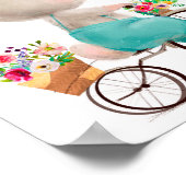 Waterverf Bunny Flower-fiets | Bunny Wall Print (Hoek)