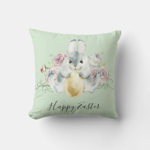 Waterverf Bunny & Flowers Pasen Kussen