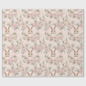 Waterverf Bunny Gezichten & Bloemenkrans Cadeaupapier (Vlak)