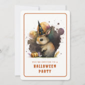 Waterverf Bunny Halloween Invitation Kaart (Voorkant)