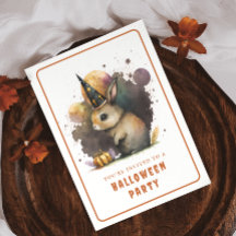 Waterverf Bunny Halloween Invitation Kaart