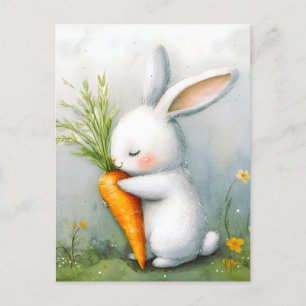 Waterverf Bunny Happy Harvest Feestdagenkaart