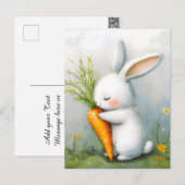 Waterverf Bunny Happy Harvest Feestdagenkaart (Voorkant / Achterkant)