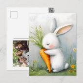 Waterverf Bunny Happy Harvest Feestdagenkaart (Voorkant / Achterkant)