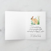 Waterverf bunny in bloemtuin, aangepast Pasen Feestdagen Kaart (Binnen)