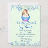 Waterverf Bunny in Gestreept Ei Pasen Kaart (Voorkant)