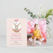 Waterverf Bunny konijn met foto 1 verjaardag Kaart (Staand voorkant)