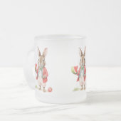 Waterverf Bunny met Watermeloen Matglas Koffiemok (Voorkant links)