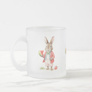 Waterverf Bunny met Watermeloen Matglas Koffiemok