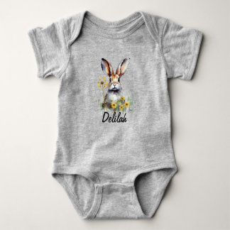 Waterverf Bunny Paardebloem Baby Jersey Bodysuit