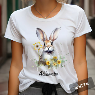 Waterverf Bunny Paardebloem Gepersonaliseerde Tshi T-shirt