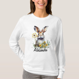 Waterverf Bunny Paardebloem T-shirt met lange mouw