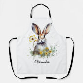 Waterverf Bunny paardenbloem gepersonaliseerd Scho Schort (Voorkant)