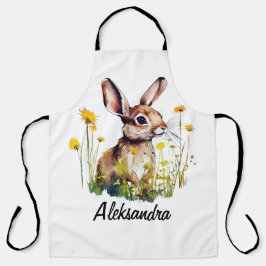 Waterverf Bunny paardenbloem gepersonaliseerd Scho Schort