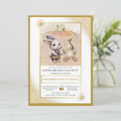 Waterverf Bunny Paasbrunch & Eierjacht Bloemen Kaart (Staand voorkant)