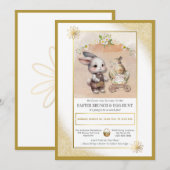 Waterverf Bunny Paasbrunch & Eierjacht Bloemen Kaart (Voorkant / Achterkant)