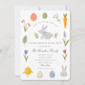 Waterverf Bunny Paasbrunch & Eierjacht Kaart (Voorkant)
