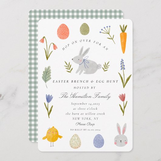 Waterverf Bunny Paasbrunch & Eierjacht Kaart