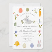 Waterverf Bunny Paasbrunch & Eierjacht Kaart (Voorkant)