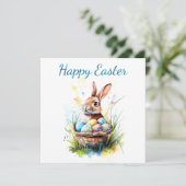 Waterverf Bunny & Paasmand Kaart (Staand voorkant)