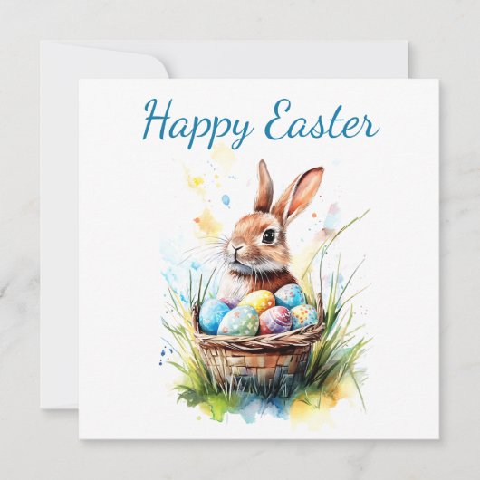 Waterverf Bunny & Paasmand Kaart (Voorkant)