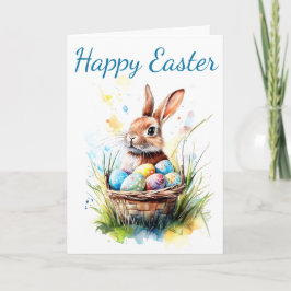 Waterverf Bunny & Paasmand Kaart