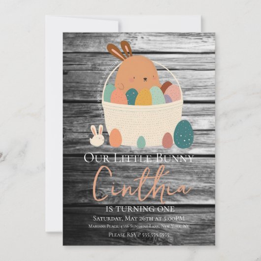 Waterverf Bunny Paaspasta Eieren Birthday Party Kaart (Voorkant)