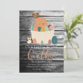 Waterverf Bunny Paaspasta Eieren Birthday Party Kaart (Staand voorkant)