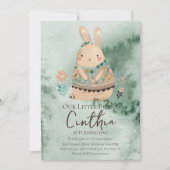 Waterverf Bunny Paaspastel Boho Birthday Invi Kaart (Voorkant)