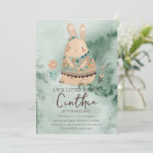 Waterverf Bunny Paaspastel Boho Birthday Invi Kaart (Staand voorkant)