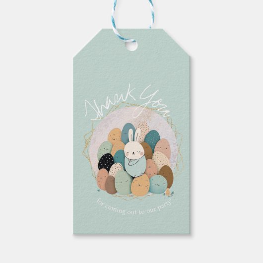 Waterverf Bunny Pasen Dank u Baby shower Boh Cadeaulabel (Voorkant)