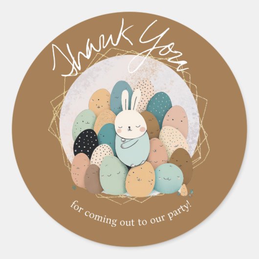 Waterverf Bunny Pasen Dank u Baby shower Boho Ronde Sticker (Voorkant)