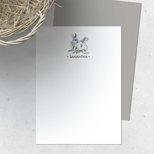 Waterverf Bunny Personalized Stationery Notitiekaartje