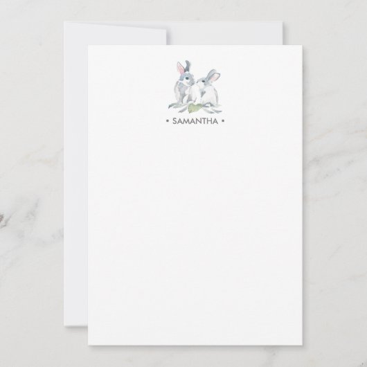 Waterverf Bunny Personalized Stationery Notitiekaartje (Voorkant)