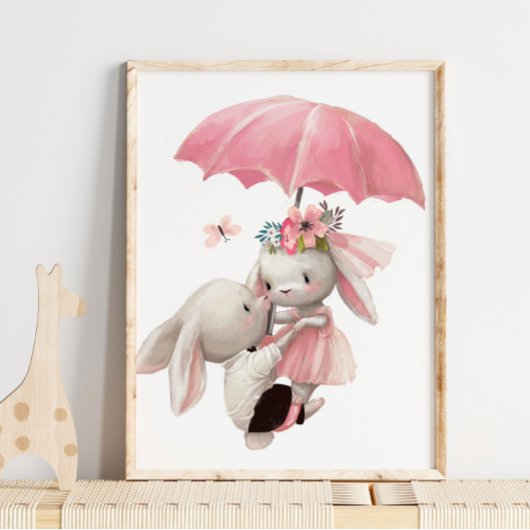 Waterverf Bunny Princess | Bunny Wall Print