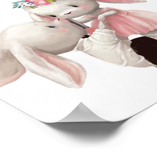 Waterverf Bunny Princess | Bunny Wall Print (Hoek)