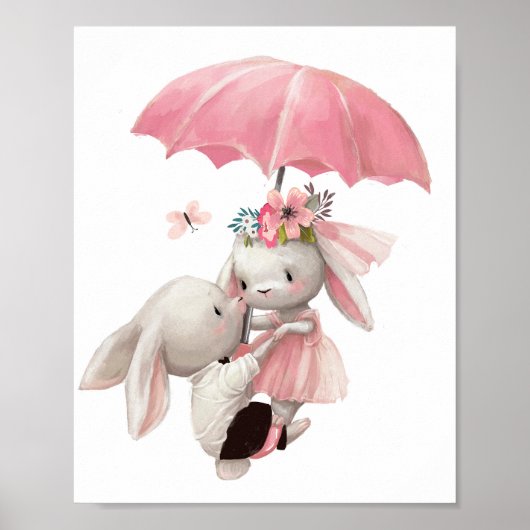 Waterverf Bunny Princess | Bunny Wall Print (Voorkant)