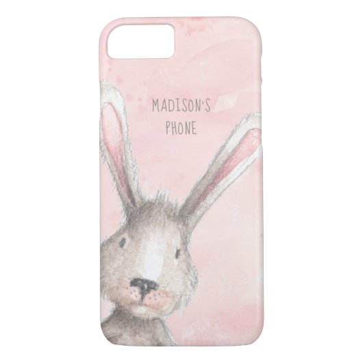 Waterverf Bunny Rabbit aangepaste naam Case-Mate iPhone Case (Achterkant)