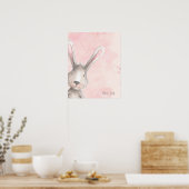 Waterverf Bunny Rabbit aangepaste naam Poster (Keuken)