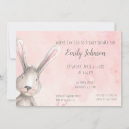 Waterverf Bunny Rabbit gepersonaliseerd baby showe Kaart