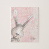 Waterverf Bunny Rabbit Hallo aangepast Legpuzzel (Verticaal)