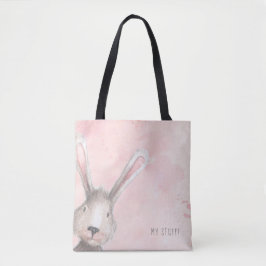 Waterverf Bunny Rabbit My Stuff op maat Tote Bag