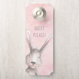 Waterverf Bunny Rabbit Quiet Alsjeblieft! Deurhanger