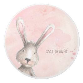 Waterverf Bunny Rabbit Sock Drawer, aangepast Keramische Knop