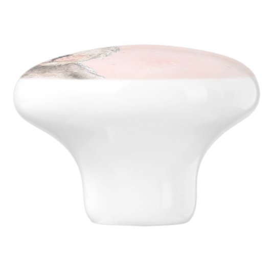 Waterverf Bunny Rabbit Sock Drawer, aangepast Keramische Knop (Zijkant)