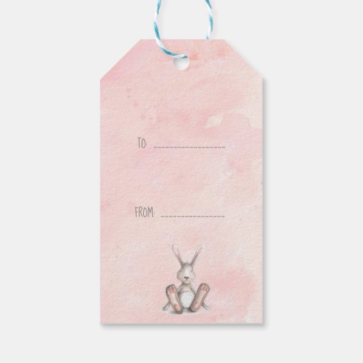 Waterverf Bunny Rabbit Voor Baby Custom Cadeaulabel (Achterkant)