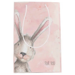 Waterverf Bunny Rabbit voor jou aangepast Medium Cadeauzakje