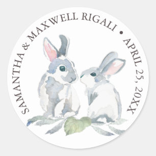 Waterverf Bunny Rabbits Favor Sticker