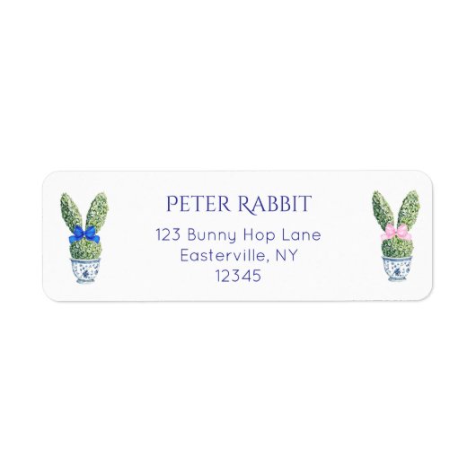 Waterverf Bunny Retouradres Etiket (Voorkant)